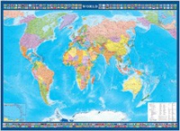 Настенная политическая карта мира с флагами на английском языке - «globural.ru» - Сочи